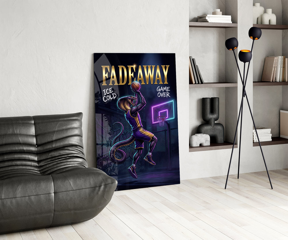 Fadeaway Cobra Jump Shot Glass Wall Art