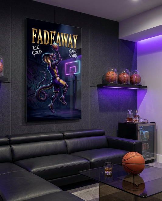 Fadeaway Cobra Jump Shot Glass Wall Art