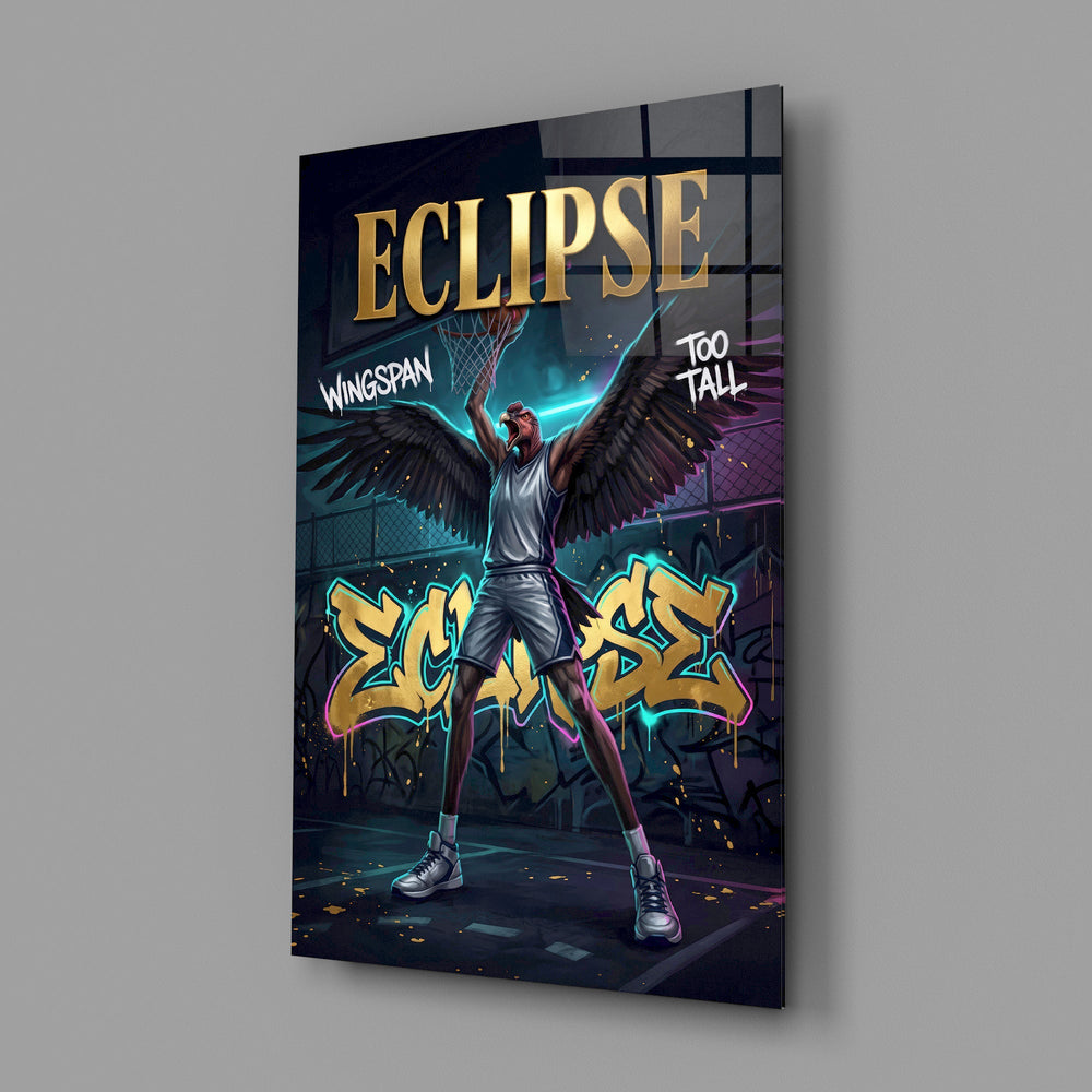 Eclipse Black-Winged Baller Glass Wall Art