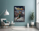 Freak Antlered Stag Baller Glass Wall Art