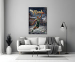 Freak Antlered Stag Baller Glass Wall Art