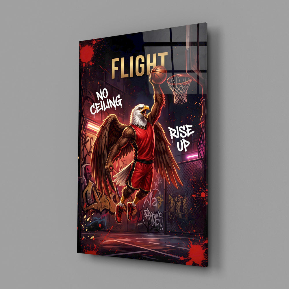 Flight Bald Eagle Slam Dunk Glass Wall Art