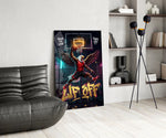 Liftoff Red Eagle Basketball Dunk Glass Wall Art