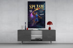 Splash Blue Eagle Jump Shot Glass Wall Art