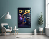 Splash Blue Eagle Jump Shot Glass Wall Art