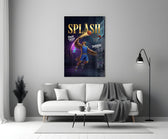 Splash Blue Eagle Jump Shot Glass Wall Art