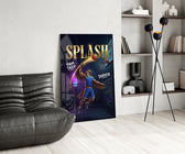 Splash Blue Eagle Jump Shot Glass Wall Art