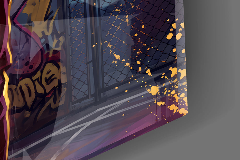 Throne Crowned Lion Basketball Glass Wall Art