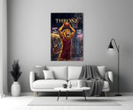 Throne Crowned Lion Basketball Glass Wall Art