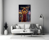 Throne Crowned Lion Basketball Glass Wall Art