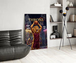 Throne Crowned Lion Basketball Glass Wall Art