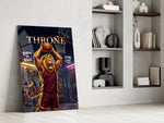 Throne Crowned Lion Basketball Glass Wall Art