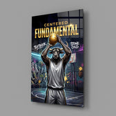 Fundamental Bull Basketball Street Court Glass Wall Art