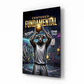 Fundamental Bull Basketball Street Court Glass Wall Art