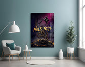 Hold Still Tattoo Machine Gold Dragon Glass Wall Art
