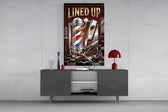 Lined Up Vintage Barbershop Emblem Glass Wall Art