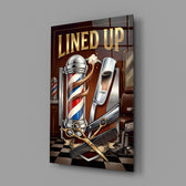 Lined Up Vintage Barbershop Emblem Glass Wall Art