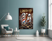 Lined Up Vintage Barbershop Emblem Glass Wall Art
