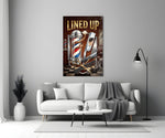 Lined Up Vintage Barbershop Emblem Glass Wall Art