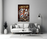 Lined Up Vintage Barbershop Emblem Glass Wall Art