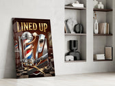 Lined Up Vintage Barbershop Emblem Glass Wall Art