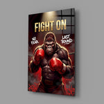 Fight On Gorilla Boxer Red Gloves Glass Wall Art