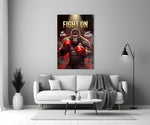 Fight On Gorilla Boxer Red Gloves Glass Wall Art