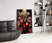 Fight On Gorilla Boxer Red Gloves Glass Wall Art