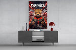 Driven Cheetah Race Car Driver Glass Wall Art