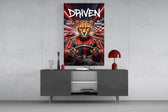 Driven Cheetah Race Car Driver Glass Wall Art