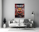 Driven Cheetah Race Car Driver Glass Wall Art