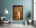 Location Location Location Gold Key Glass Wall Art