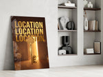 Location Location Location Gold Key Glass Wall Art