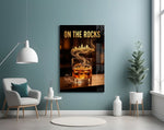 On the Rocks Gold Whiskey Skyline Glass Wall Art
