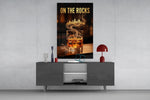 On the Rocks Gold Whiskey Skyline Glass Wall Art