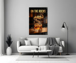 On the Rocks Gold Whiskey Skyline Glass Wall Art