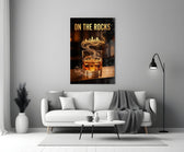 On the Rocks Gold Whiskey Skyline Glass Wall Art