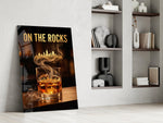 On the Rocks Gold Whiskey Skyline Glass Wall Art