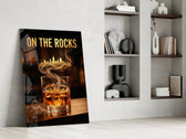 On the Rocks Gold Whiskey Skyline Glass Wall Art