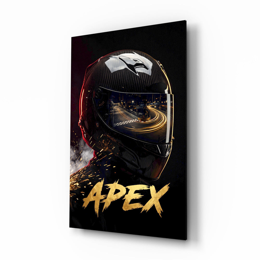Apex Black Racing Helmet Glass Wall Art