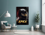 Apex Black Racing Helmet Glass Wall Art