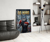 Go Hard Boxing Wolf Glass Wall Art
