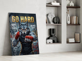 Go Hard Boxing Wolf Glass Wall Art