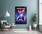 Press Start Neon Phoenix Gaming Glass Wall Art