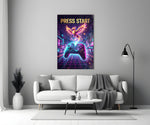 Press Start Neon Phoenix Gaming Glass Wall Art