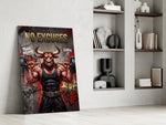 No Excuses Weightlifting Bull Glass Wall Art