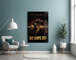 No Days Off Gold Barbell Gym Glass Wall Art