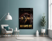 No Days Off Gold Barbell Gym Glass Wall Art