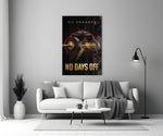 No Days Off Gold Barbell Gym Glass Wall Art
