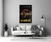 No Days Off Gold Barbell Gym Glass Wall Art